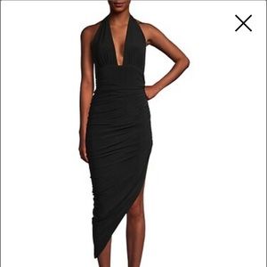NWT Norma Kamali Asymmetric Halter LBD Dress